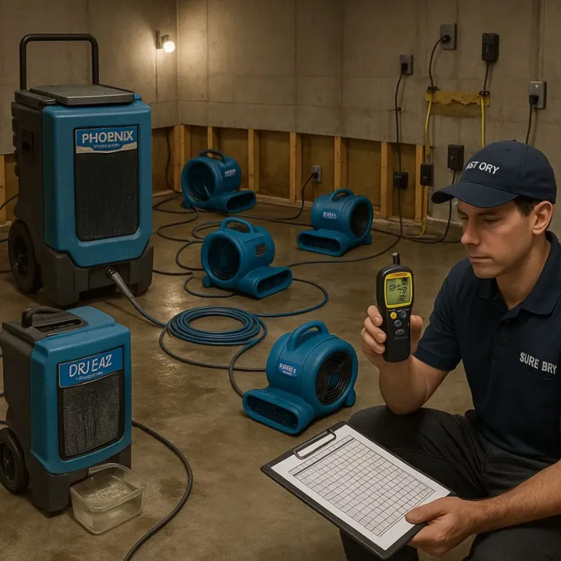 Structural Drying and Dehumidification process in Corte Madera, CA